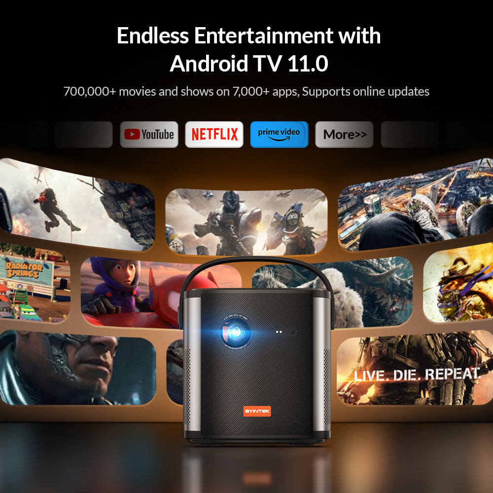 BYINTEK UFO U80 Max 1080P DLP Projector   support 4K Portable Mini Projector With Battery