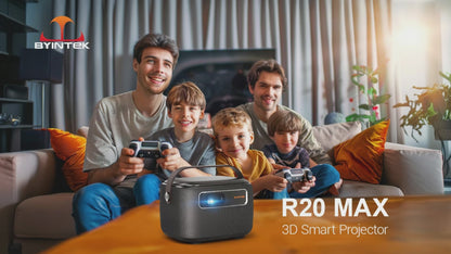 BYINTEK R20 Max Mini Projector, Smart WiFi DLP Projector, Android 11.0, 15600mAh Battery,  3D Theater